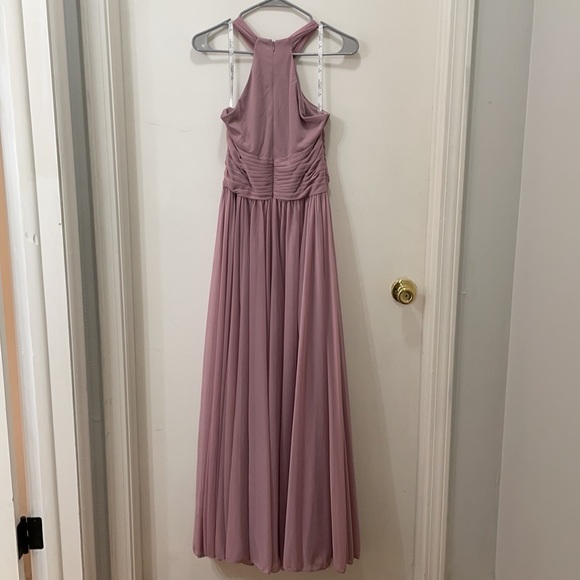 David’s Bridal High Neck Mesh Bridesmaid Dress with Full Skirt, Size 8, Quartz - Picture 3 of 3